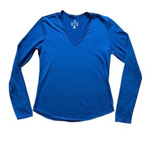 Segments Women’s Blue 100% Merino Wool V-Neck Long Sleeve Top Canada Size XS